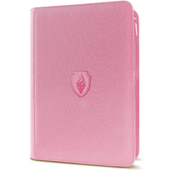 Fabmaker pink zip binder cover shows secure closure for reliable protection.