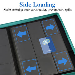Overall storage layout of Fabmaker turquoise binder holding 360 cards