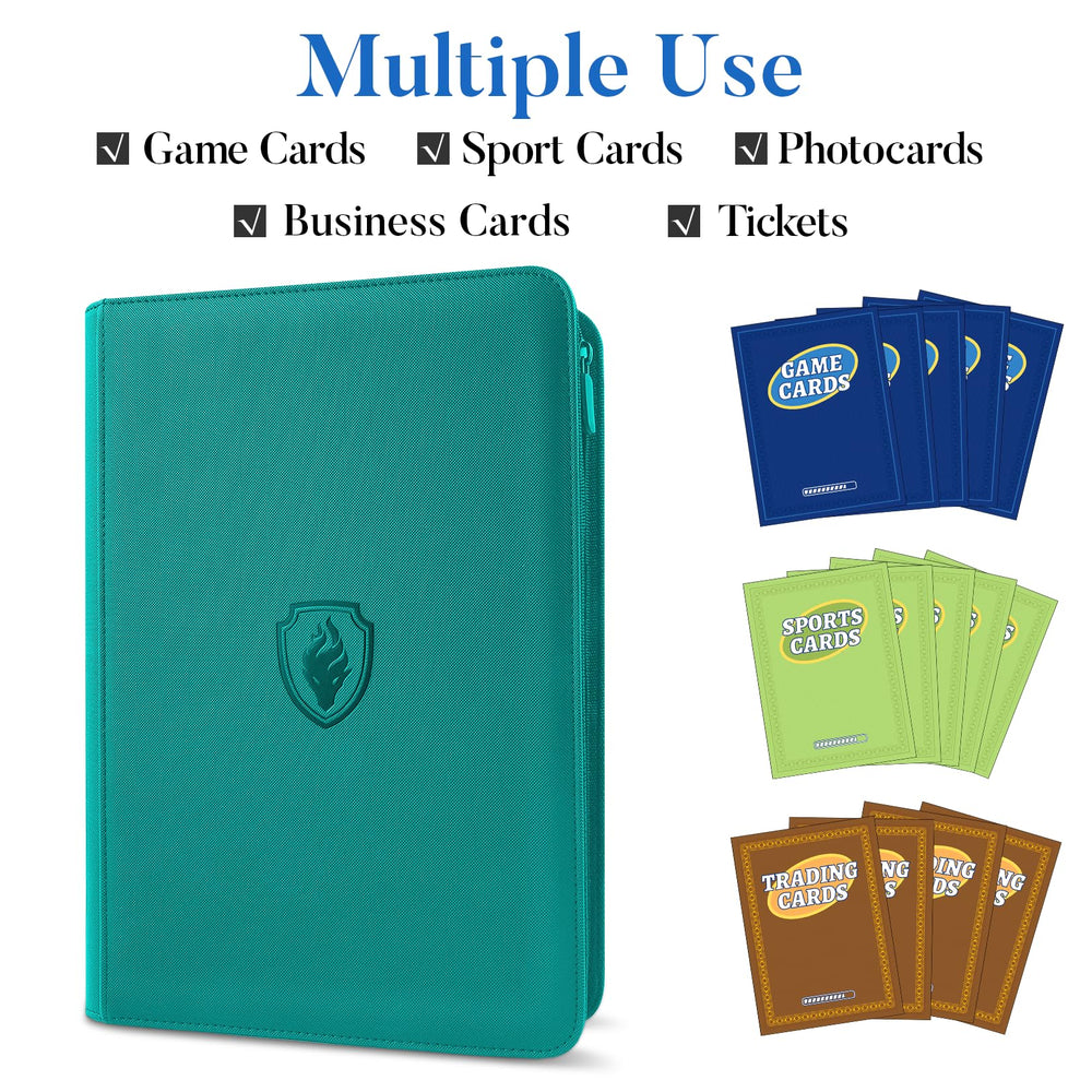 Side loading pages of Fabmaker binder in turquoise for easy card insertion