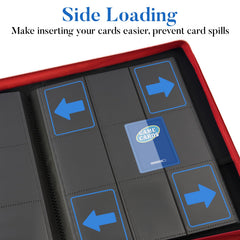 Padded side-loading pages ease insertion and reduce bending risk.