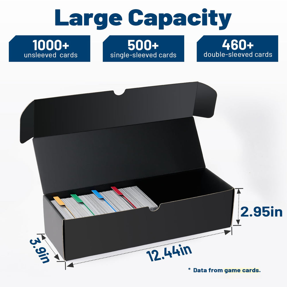 Fabmaker storage box interior view shows large capacity for unsleeved cards.