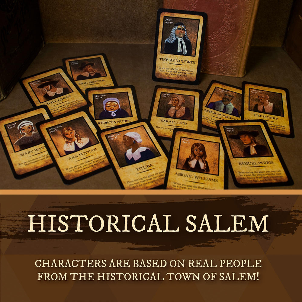 Group play scene of Salem 1692 Deluxe Edition at a table during game night