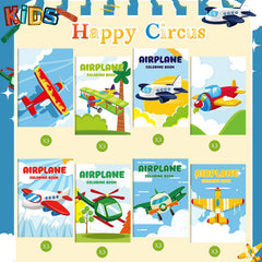 Faccito airplane coloring pages featuring helicopters, jets, and airships to spark creativity.