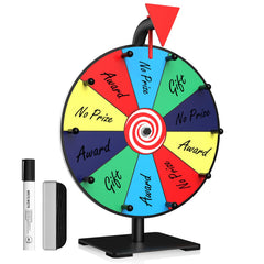 Facilife spinning wheel on stand demonstrates quick setup for events.