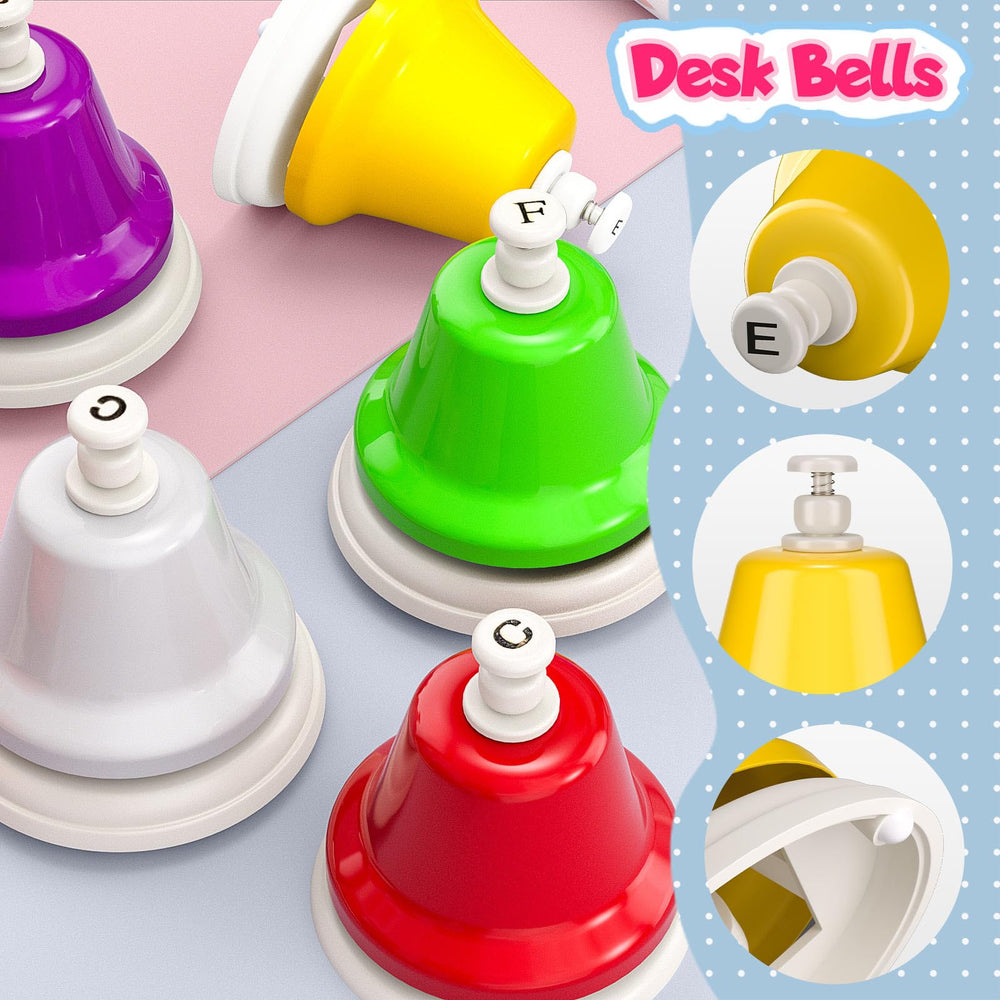 Facmogu bells close-up showing note labels for beginners.