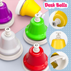 Facmogu bells close-up showing note labels for beginners.