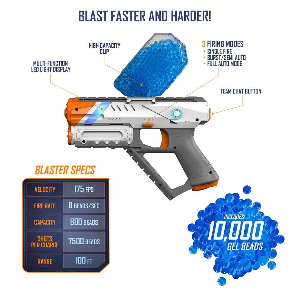 Faction Spectre clip-load showing 1,200-bead ammo capacity for long sessions.
