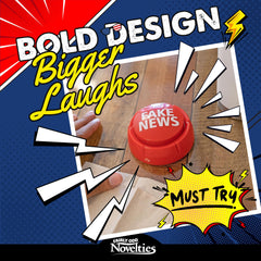 Fairly Odd Novelties Trumped Up Fake News Button in packaging ready for gifting