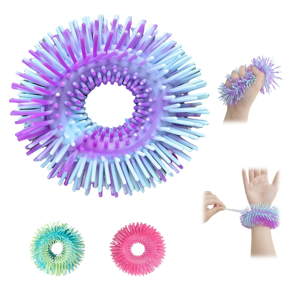 FAMCHAINS Skin Picking Fidget Bracelet purple on wrist for discreet anxiety relief.