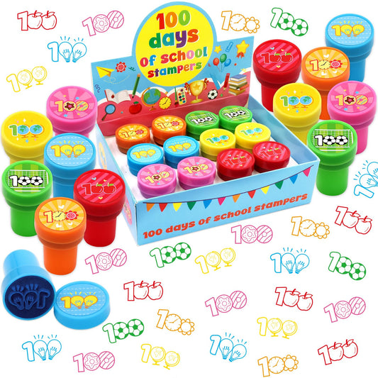 Fancy Land 100 Days stamps packaging shows six designs for classroom rewards.