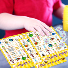 Fancy Land Bible Bingo kids playing during Sunday school.