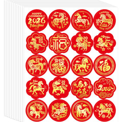 Fancy Land Chinese New Year stickers with gold foil horse designs for festive sheets.