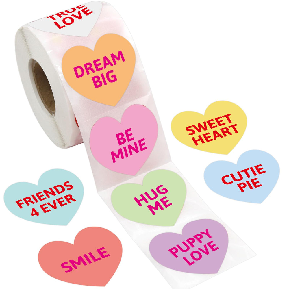 Fancy Land heart stickers offer colorful valentines perfect for decorating kids' cards and gifts.