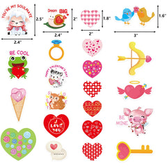 Closeup of Fancy Land Valentines stickers showing vivid designs for craft projects