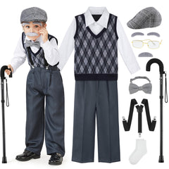 FancyFun old man costume vest shirt detail with soft fabric for comfortable cosplay.