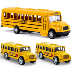 FANELEQU 3-pack pull-back school buses, front view, for imaginative play