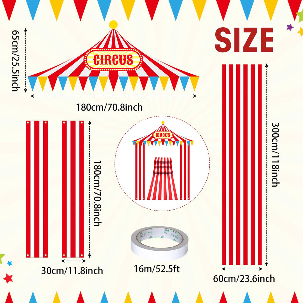 Fanfanwin red and white striped banner at doorway for party ambience