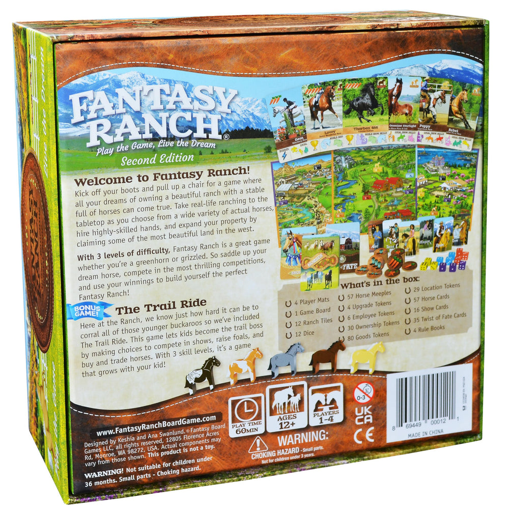 Fantasy Ranch board game lets you collect horses to grow your ranch.
