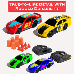 Far Out Toys NASCAR Crash Circuit track barriers protect during intense runs.