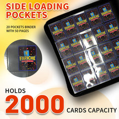 FARICHE Toploader with 50 sleeves and double-sided pages for easy organization