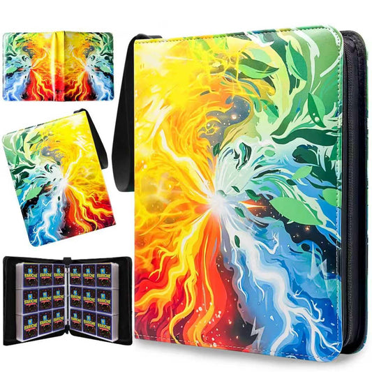 Fariche trading card binder, closed front view, protecting cards during travel.