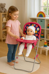 Fash N Kolor 18 inch doll high chair folds flat for easy storage