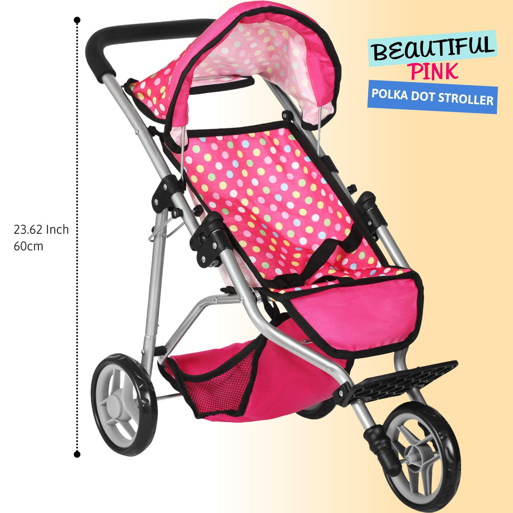 Fash N Kolor denim pink stroller bottom basket stores toys for organized play
