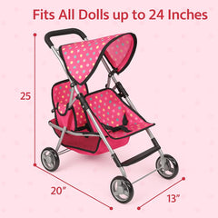 Fash n Kolor stroller features a storage basket for doll accessories.