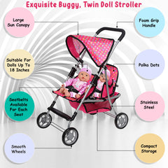 Fash n Kolor foldable doll stroller with a movable bassinet for flexible scenes.