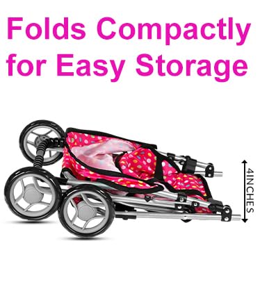 Fash N Kolor foldable doll stroller folds compactly for easy storage after play.