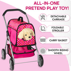 Fash N Kolor Puppy Doll Stroller foldable storage for tidy playroom