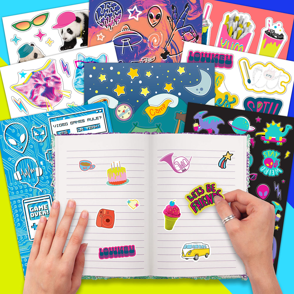 Fashion Angels arts-and-crafts stickers inspire color palettes and collage ideas.