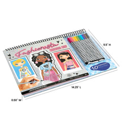 Fashion Angels Fashionista Sketch Set mix-and-match outfits for creativity.