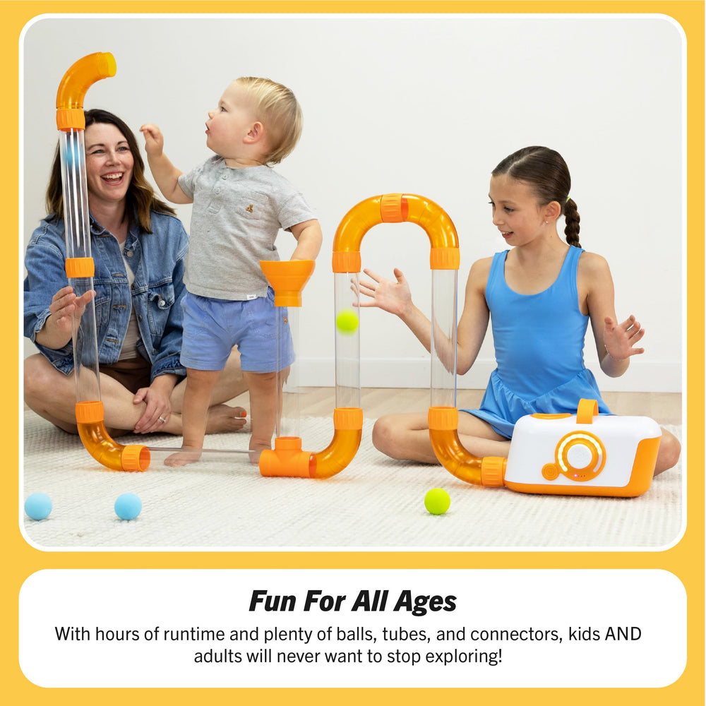 Fat Brain Toys Air Toobz family play invites cooperative problem solving.