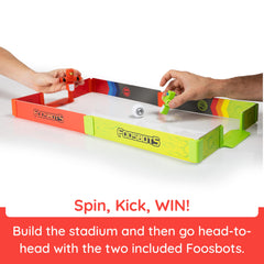 Buildable Foosbots stadium setup ready for quick indoor games.