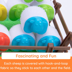 Fat Brain Toys Heap-O-Sheep box open to paddock and 16 sheep