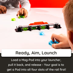 Fat Brain Toys Magshuto Mag-Pods glint as magnets swing for competitive moments.