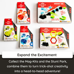 Fat Brain Toys Magshuto Stunt Park integration unlocks new trick-shot possibilities.