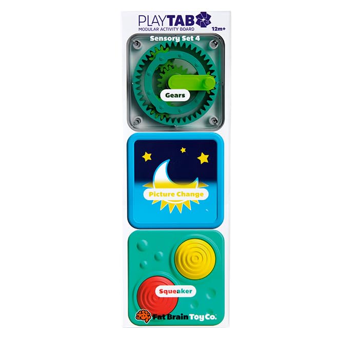 Fat Brain Toys PlayTab with crank gears for tactile exploration and cause-and-effect play