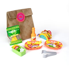 Fat Brain Toys Pretendables Nacho Set takeout bag and ingredients for imaginative play.