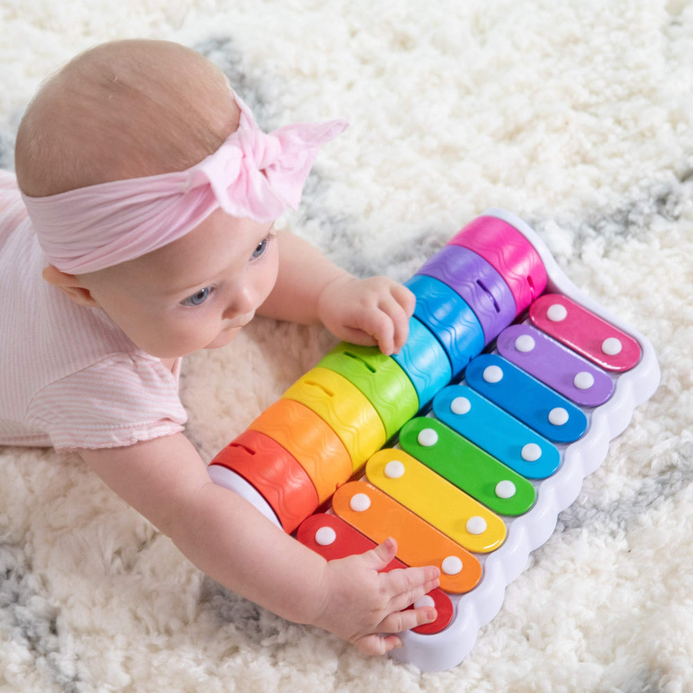 Fat Brain Toys Rock N Roller Piano front view with colorful bells