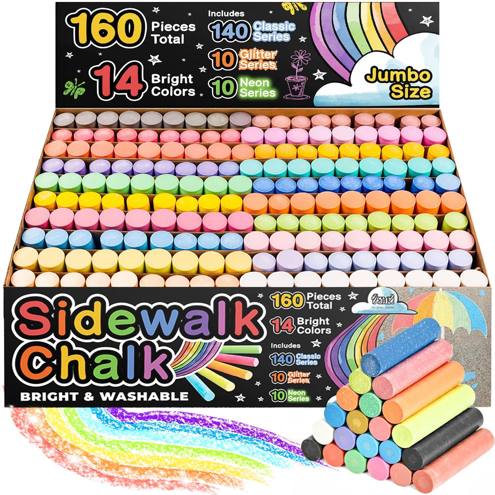 Fat Zebra Designs 160pcs sidewalk chalk colors for outdoor art and play.