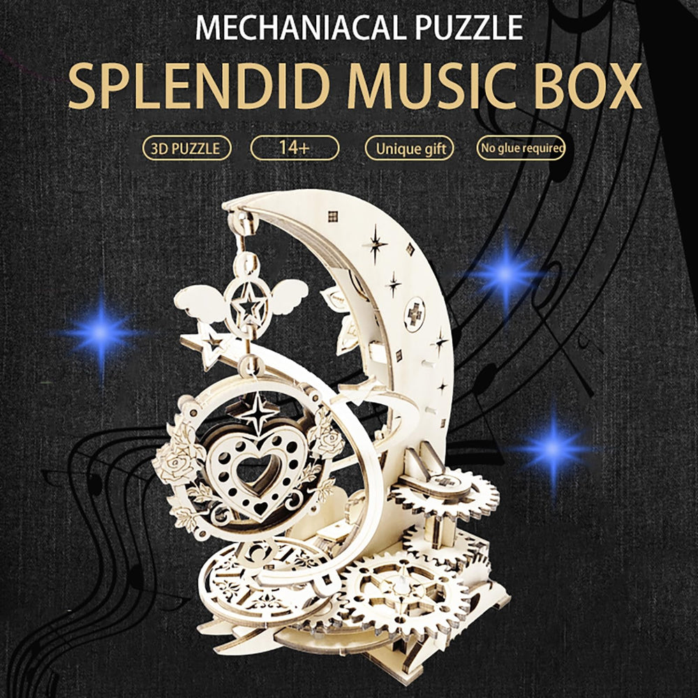 FAUCLY mechanical music box model close-up reveals intricate gears for a soothing display.