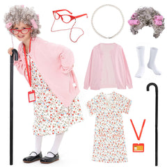 FAYBOX old-lady-dress costume for kids, comfortable for 100 Days of School.