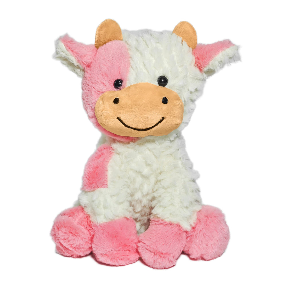 FAYUAKU cow stuffed animal, front view; ideal cuddly companion for kids.