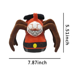 FBDCYIA Choo Choo Charles plush side view, vibrant red spider-train design for imagination