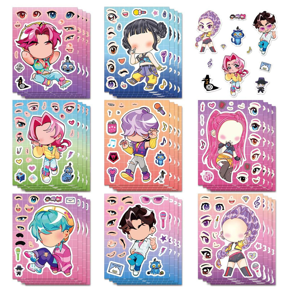 Fcelery Demon Movie Hunters stickers sheet with cute cartoon faces for DIY decor