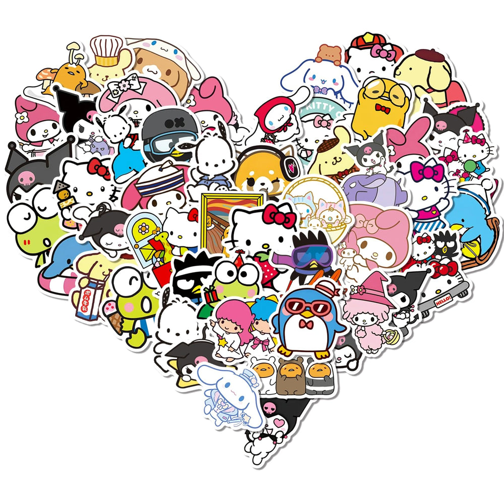 Fcelery My Melody Kuromi stickers collection for laptops and water bottles, vibrant and durable.