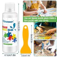 Fchowwn puzzle glue set includes two bottles, three scrapers, and sponge head