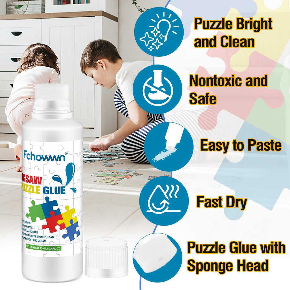 Fchowwn glue scrapers help create a uniform layer for precise puzzle preservation